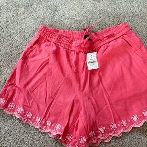 J. Crew High Waist Pink Embroidered Shorts